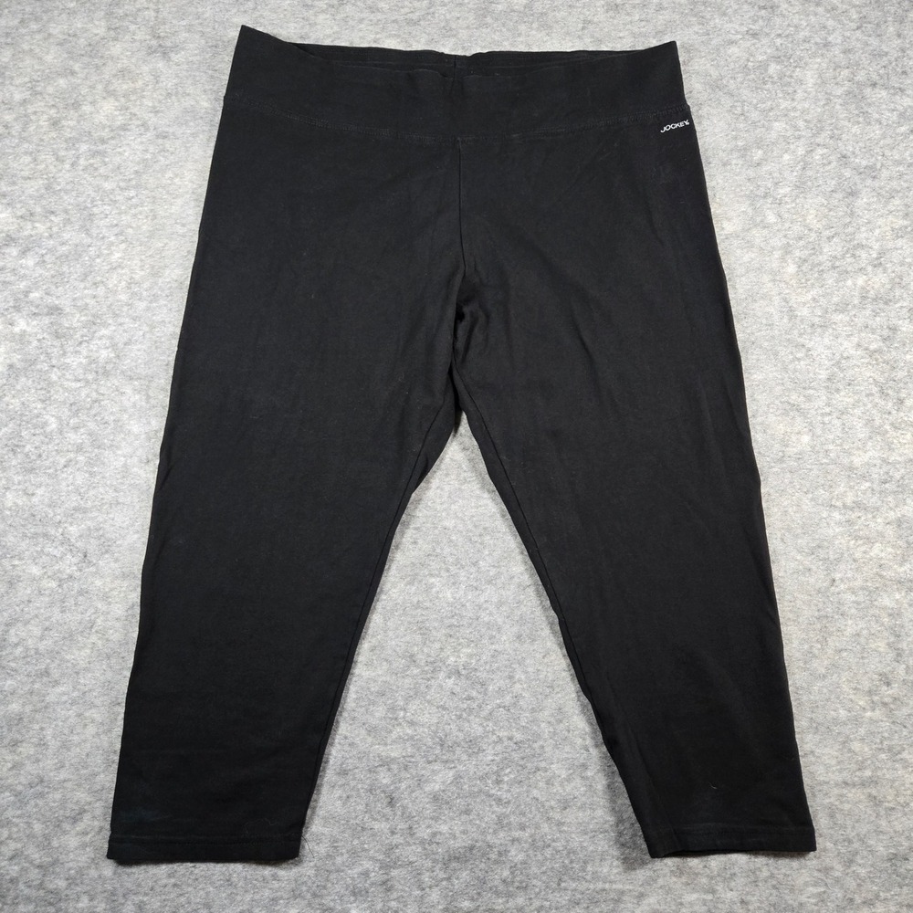 Jockey Womens Black Cotton Blend Capri Active Leggings 1X